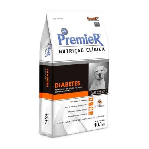 ação Cães Premier Nutrição Clinica Diabetes 10,1Kg Adulto Médio e Grande