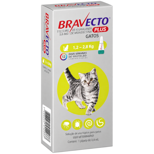 Antipulgas Bravecto Plus Gatos 112,5mg 1,2 a 2,8kg