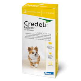 Antipulgas Credeli com 3 Comprimidos 1,3 a 2,5KG 56,25MG