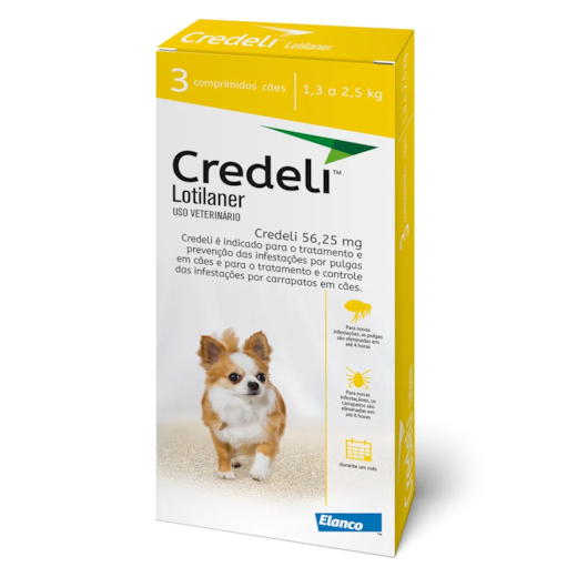 Antipulgas Credeli com 3 Comprimidos 1,3 a 2,5KG 56,25MG