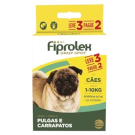 Antipulgas Fiprolex Drop Spot 1 a 10kg 3 Pipeta