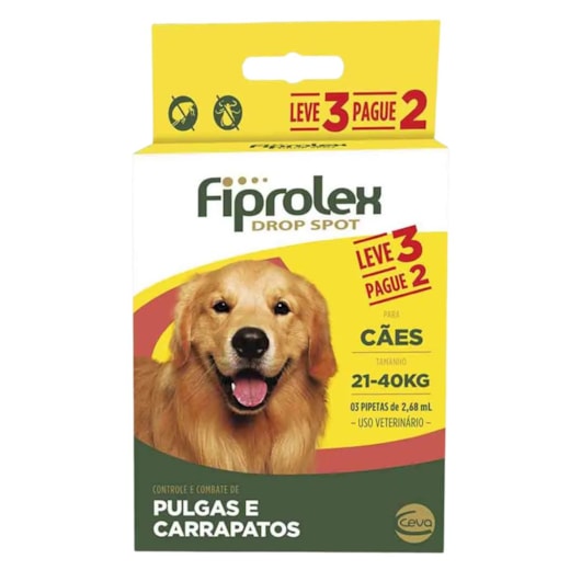 Antipulgas Fiprolex Drop Spot 21 a 40kg 3 Pipeta