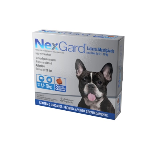Antipulgas Nexgard 4,1 a 10kg 28.3mg 3 tabletes