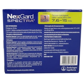 ANTIPULGAS NEXGARD SPECTRA 7,6 A 15KG 1 TABLETE