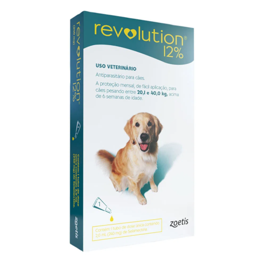 Antipulgas Revolution 12% Cães 20,1kg à 40kg 1 Pipeta