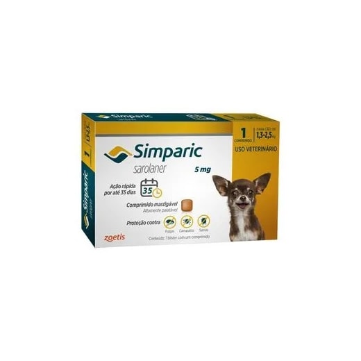 Antipulgas Simparic 05mg 1,3-2,5kg 1 Tablete