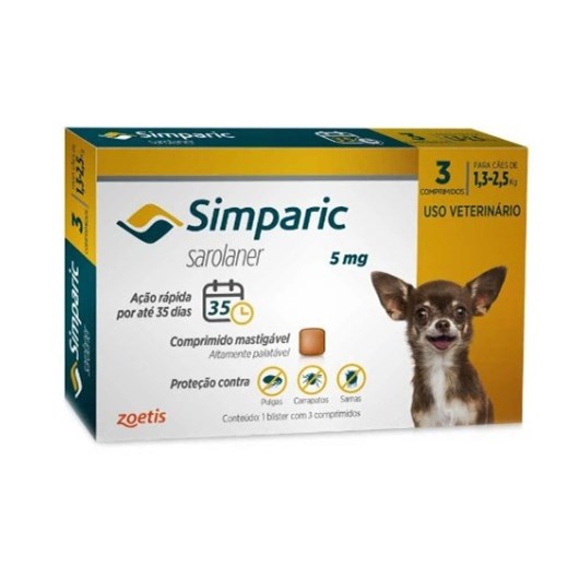 Antipulgas Simparic 05Mg 1,3-2,5Kg 3 Tabletes