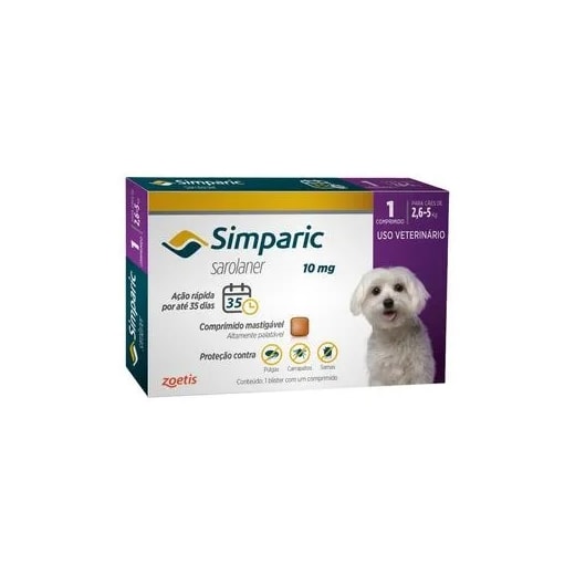 Antipulgas Simparic 10mg 2,6-5kg 1 Tablete