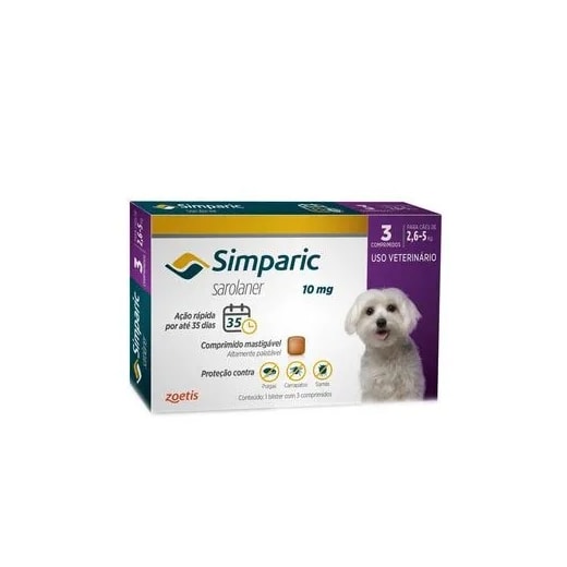 Antipulgas Simparic 10Mg 2,6-5Kg 3 Tabletes