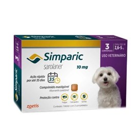 Antipulgas Simparic 10Mg 2,6-5Kg 3 Tabletes