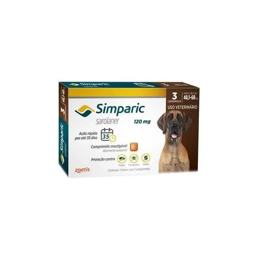 Antipulgas Simparic 120Mmg 40,1-60kg 3 Tabletes