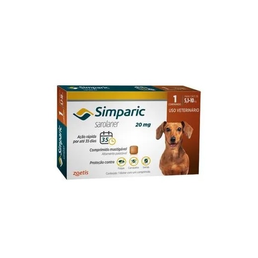 Antipulgas Simparic 20mg 5,1-10kg 1 Tablete
