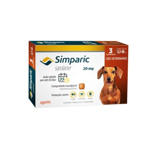 Antipulgas Simparic 20mg 5,1-10kg 3 Tabletes