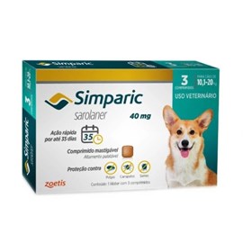 Antipulgas Simparic 40Mg 10,1-20Kg 3 Tabletes