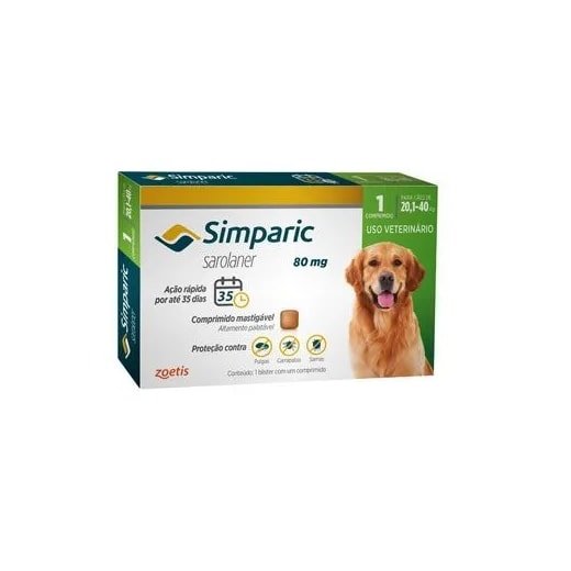 ANTIPULGAS SIMPARIC 80MG 20,1-40KG 1 TABLETE