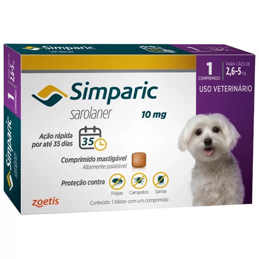 Antipulgas Simparic Cx 1Comprimido 10Mg 2,6-5Kg