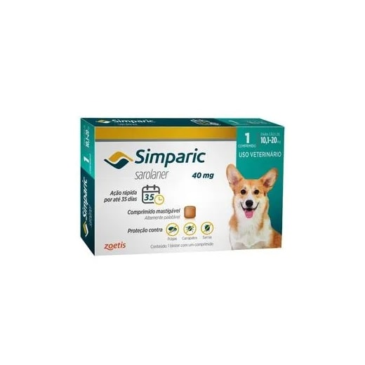 Antipulgas Simparic Cx 1Comprimido 40Mg 10,1-20Kg