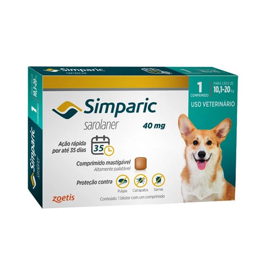 Antipulgas Simparic Cx 1Comprimido 40Mg 10,1-20Kg