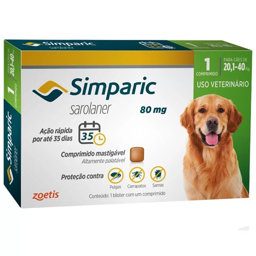 Antipulgas Simparic Cx 1Comprimido 80Mg 20,1-40Kg