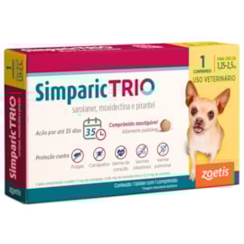 Antipulgas Simparic Trio 03mg Caixa com 1 Comprimido 1,25 à 2,5kg