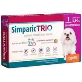 Antipulgas Simparic Trio 06mg 2,6 à 5kg Caixa com 1 Comprimido