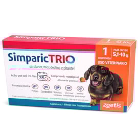 Antipulgas Simparic Trio 12mg 5,1 à 10kg Caixa com 1 Comprimido
