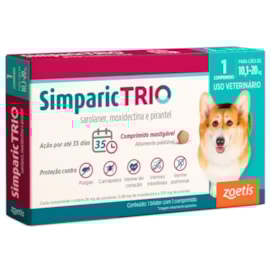 Antipulgas Simparic Trio 24mg 10,1 à 20kg Caixa com 1 Comprimido