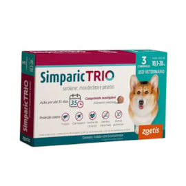 Antipulgas Simparic Trio 24mg 10,1 à 20kg Caixa com 3 Comprimidos