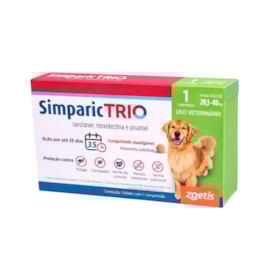 Antipulgas Simparic Trio 48mg 20,1 à 40kg Caixa com 1 Comprimido
