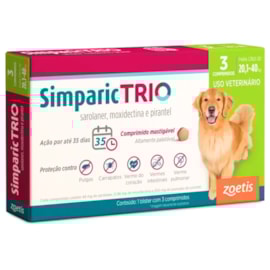Antipulgas Simparic Trio 48mg 20,1 à 40kg Caixa com 3 Comprimidos