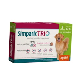Antipulgas Simparic Trio 48mg 20,1 à 40kg Caixa com 3 Comprimidos