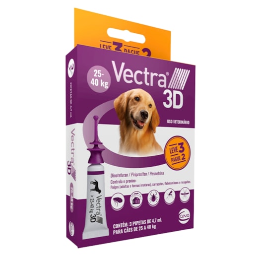 Antipulgas Vectra 3D Cães 25 A 40kg 3 Pipetas