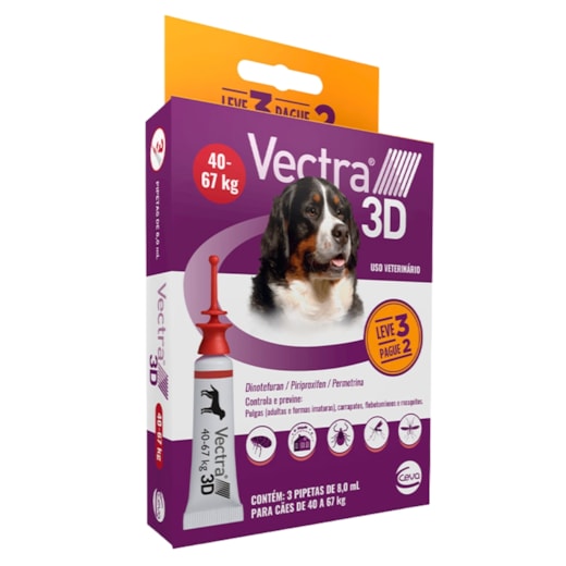 Antipulgas Vectra 3D Cães 40 A 67kg 3 Pipetas