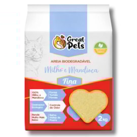 Areia Sanitária Biodegradável Fina Great Pets 2kg