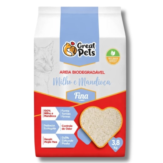 Areia Sanitária Biodegradável Fina Great Pets 3,8kg