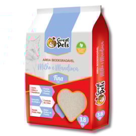 Areia Sanitária Biodegradável Fina Great Pets 3,8kg