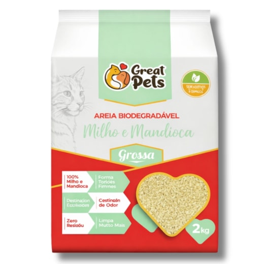 Areia Sanitária Biodegradável Grossa Great Pets 2kg
