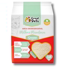 Areia Sanitária Biodegradável Grossa Great Pets 3,8kg