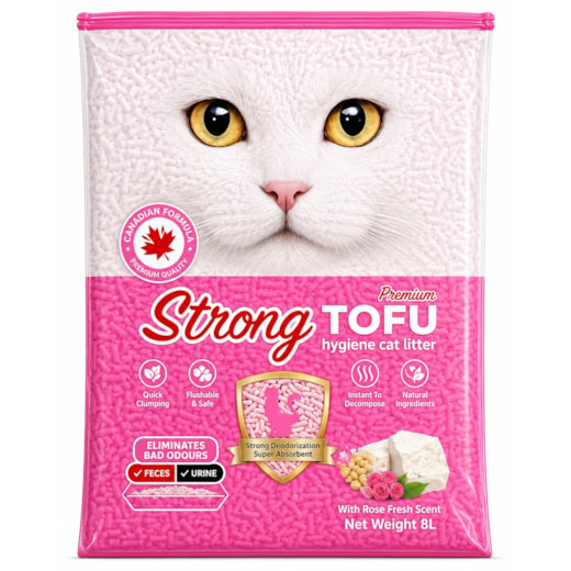 Areia Sanitária Tofu Strong Morango Biodegradável 2,5Kg