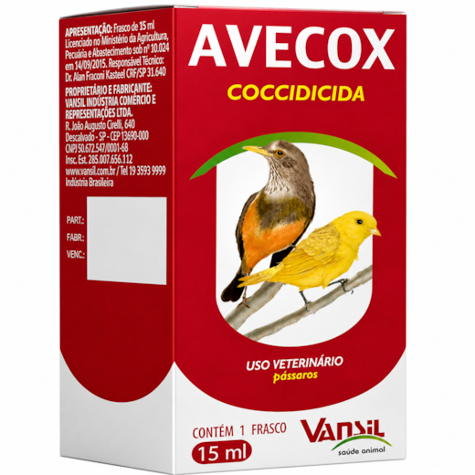 Avecox Coccidicida para Pássaros Vansil 15 ml