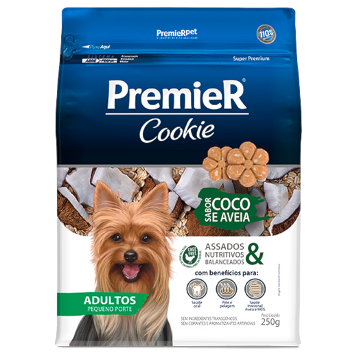 Biscoito Premier Cookie Adulto Porte Pequeno 250gr Coco e Aveia