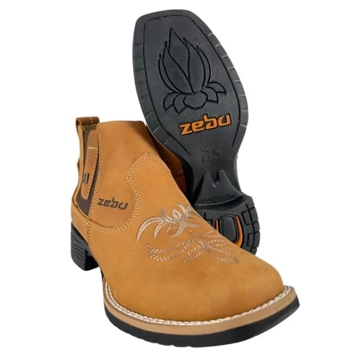 Bota Zebu Feminina Com Detalhe Conhaque N.33 Ref.72010