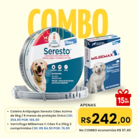 Combo - Seresto Acima de 8kg + Milbemax Cães 5 á 25kg 2 Comprimidos