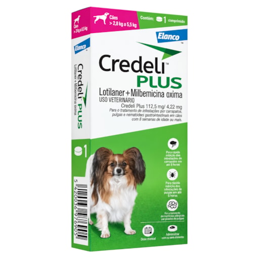 Credeli Plus 112,5mg Antipulga Cães 2,8 A 5,5kg 1 Comprimido