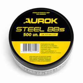 Esfera de Aço Aurok Steel Bbs 4,5mm 500 Unidades Cromada