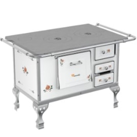 Fogão a Lenha N°3 Branco Floral Esquerdo Marumby