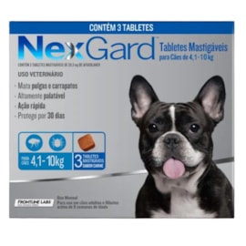 NexGard Antipulgas e Carrapatos de 4,1 a 10kg para Cães 3 tabletes