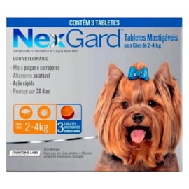 Nexgard Antipulgas e Carrapatos para Cachorros de 2 a 4kg 3 tabletes