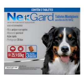 NexGard Antipulgas e Carrapatos para Cães de 25,1 a 50 kg 3 tabletes