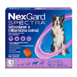NexGard Spectra 15,1 a 30kg: Antipulgas, Carrapatos e Vermífugo 1 tablete